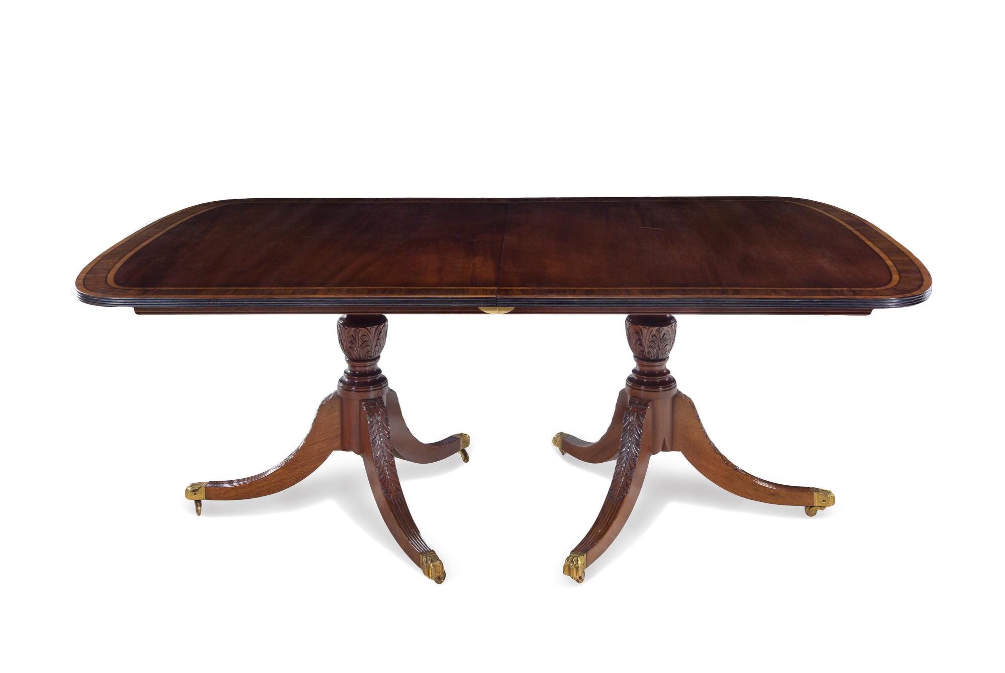 A George III Style Mahogany Double-Pedestal Dining Table
