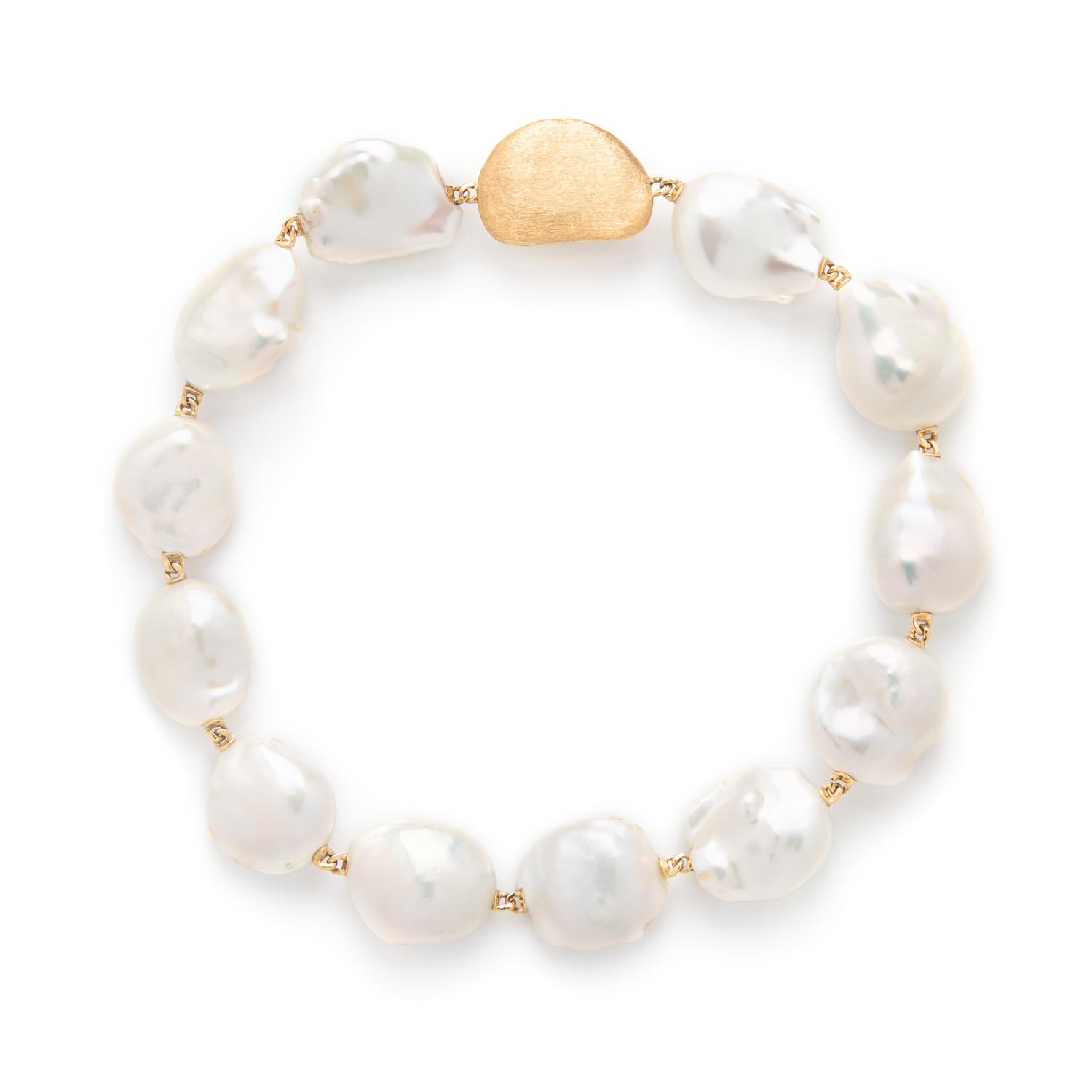 YVEL, YELLOW GOLD AND BAROQUE CULTURED PEARL 'SATIN SEA SOUFFLÉ' NECKLACE