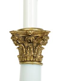 A Pair of White Opaline Glass and Gilt Metal Mounted Neoclassical Column-Form Table Lamps — 20TH CENTURY