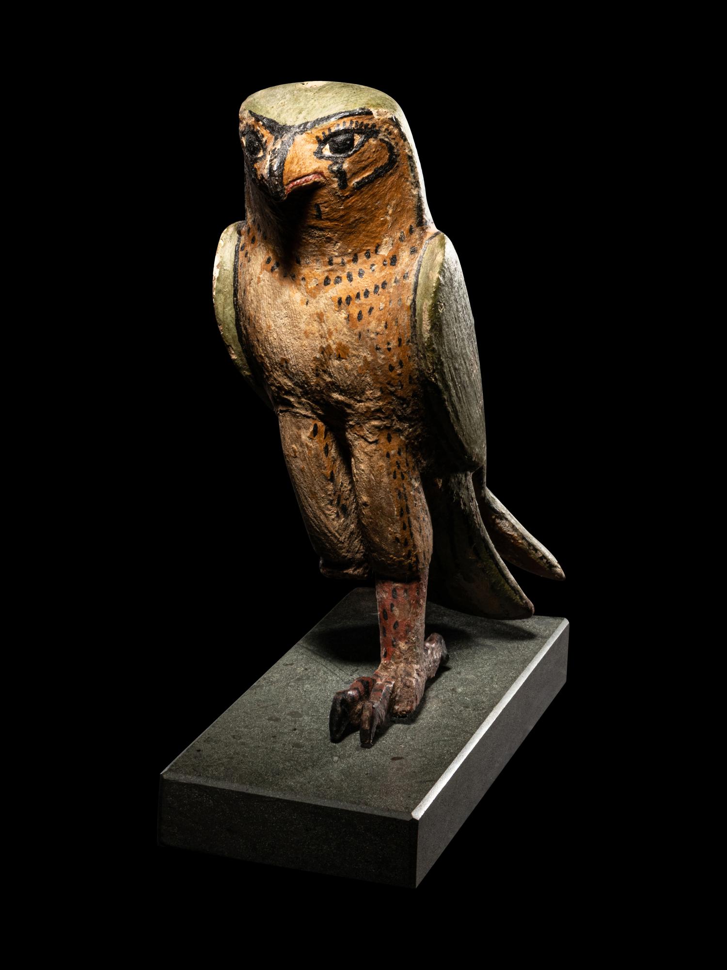 An Egyptian Painted Wood Falcon