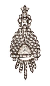 A Silver Topped Gold and Diamond Fringe Pendant, 7.50 dwts.