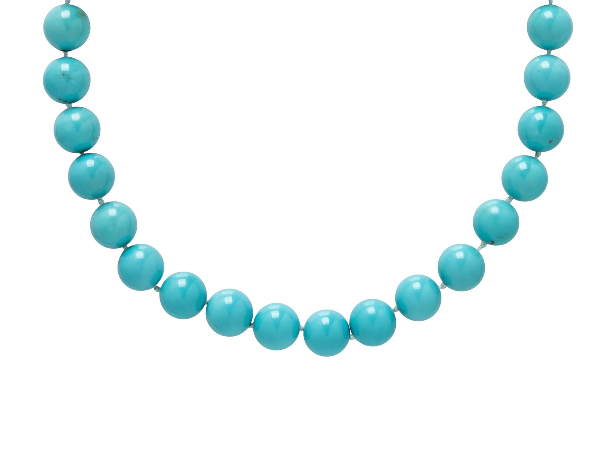WHITE GOLD AND TURQUOISE BEAD NECKLACE