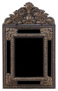 A Dutch Baroque Repousse Metal Mounted Mirror Height 50 x width 29 inches. — LIKELY LATE 18TH CENTURY
