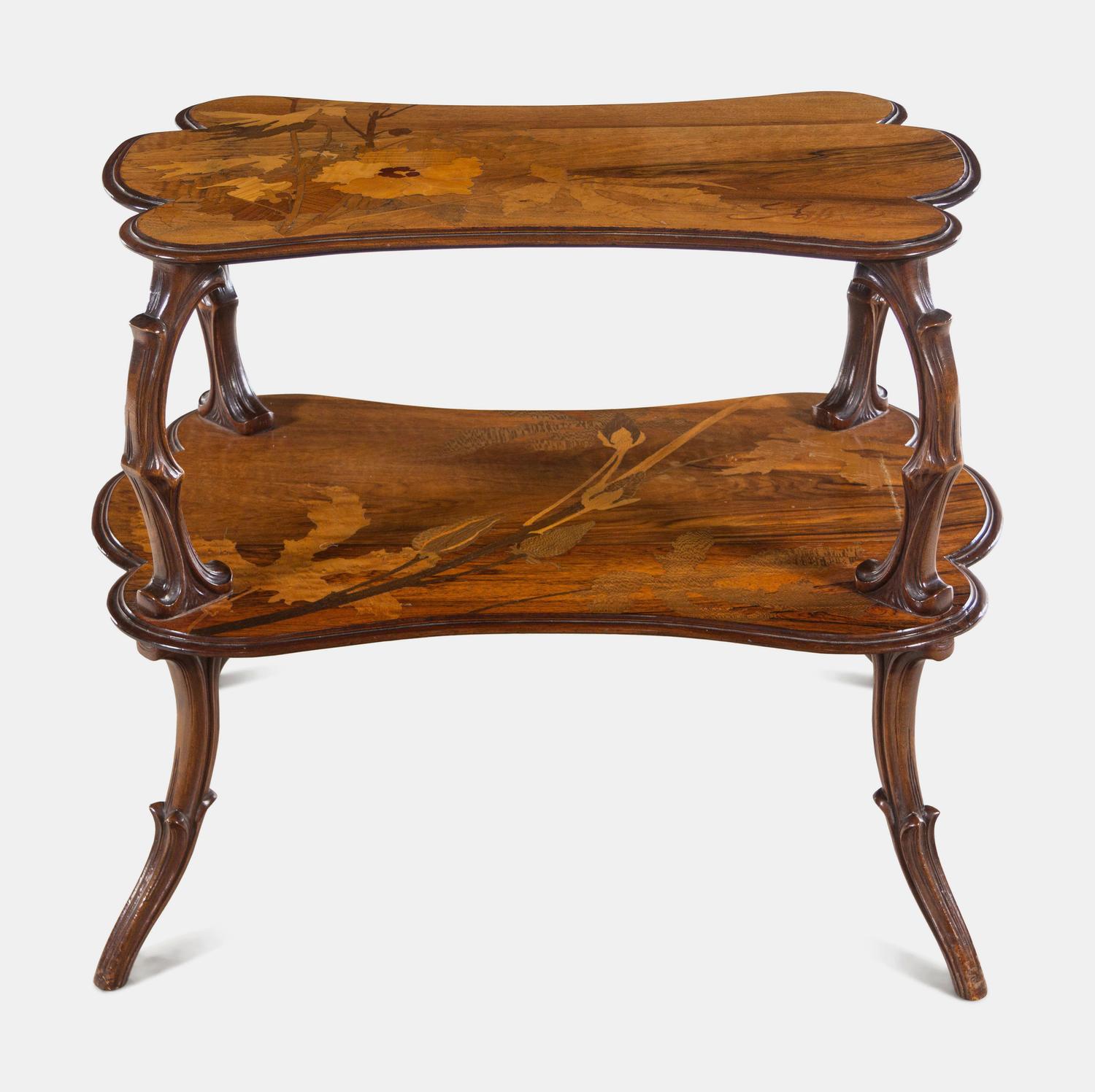Two-Tier Marquetry Table, c. 1900