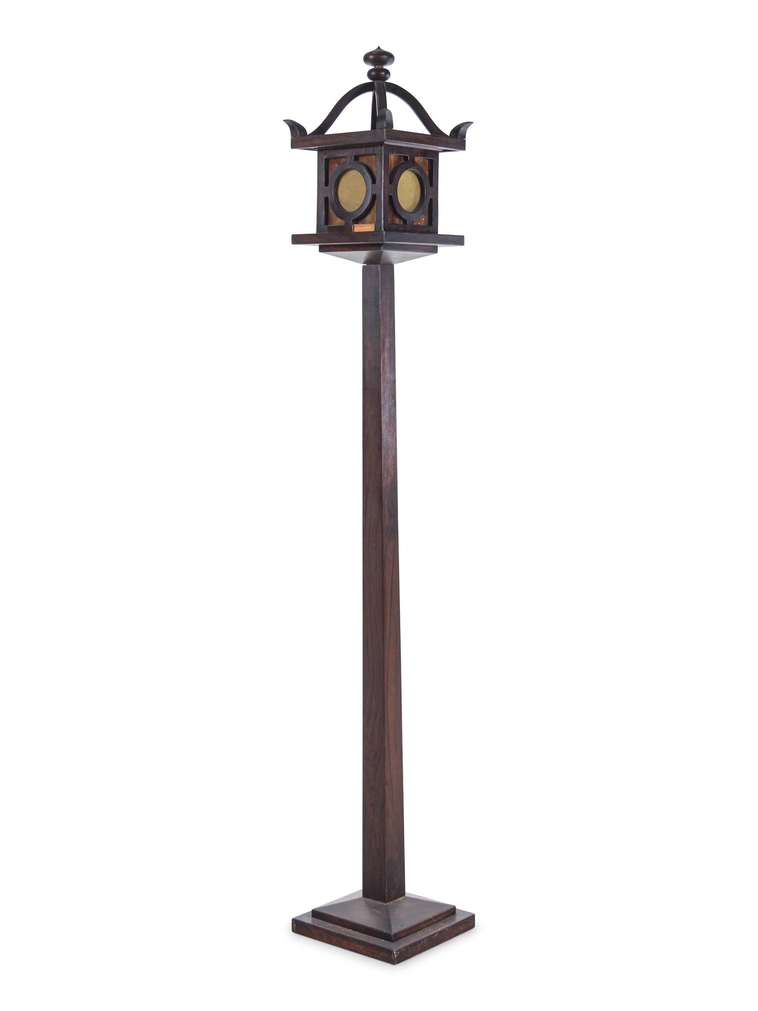 An Arts and Crafts Style Slag Glass Floor Lamp