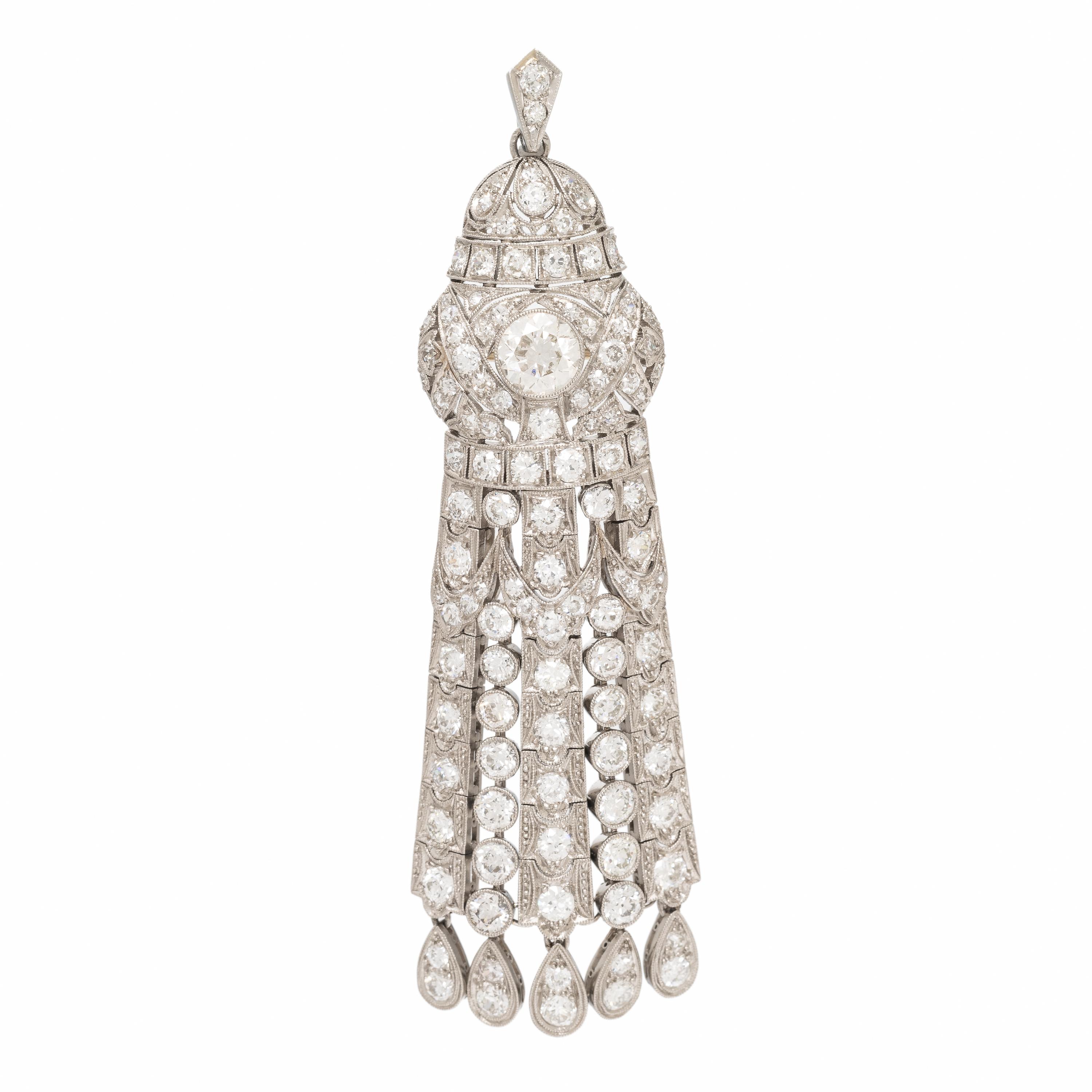 Diamond Tassel Pendant Brooch
