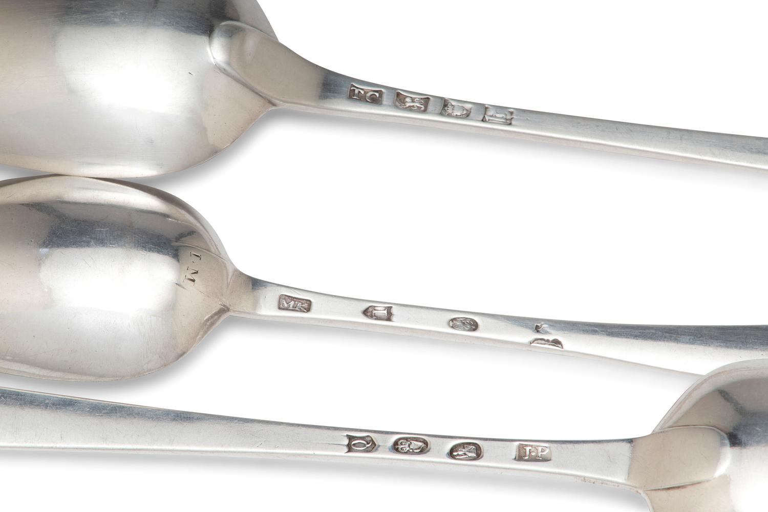 A Collection of Irish and English Silver Flatware Articles