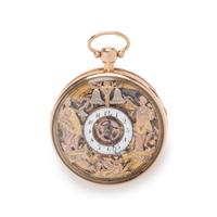 18K PINK GOLD REPEATER OPEN FACE POCKET WATCH
