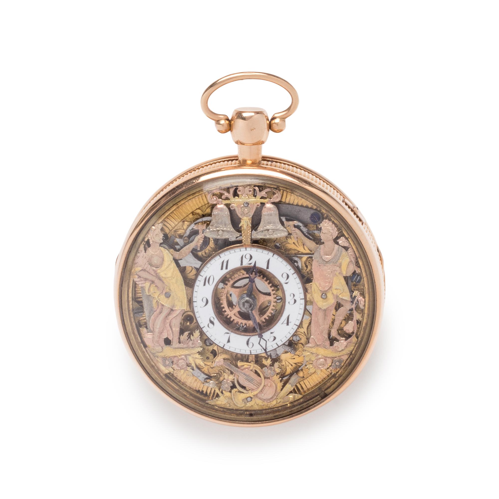 18K PINK GOLD REPEATER OPEN FACE POCKET WATCH
