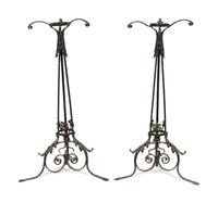 A Pair of Victorian Wrought Iron Torchère Stands