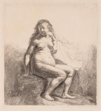 Rembrandt van Rijn (Dutch, 1606–1669) — Naked Woman Seated on a Mound , 1631