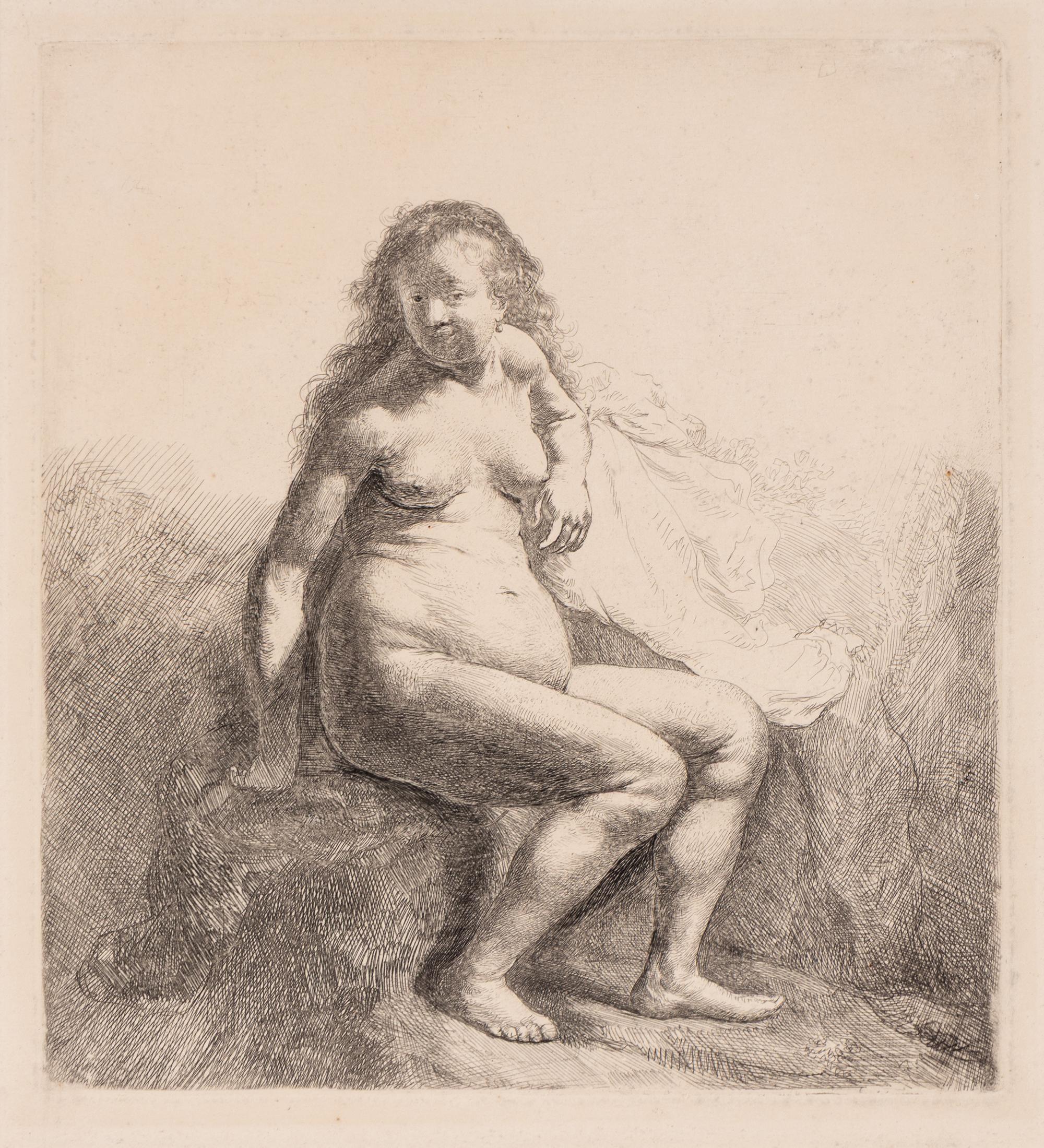 Rembrandt van Rijn (Dutch, 1606–1669) — Naked Woman Seated on a Mound , 1631