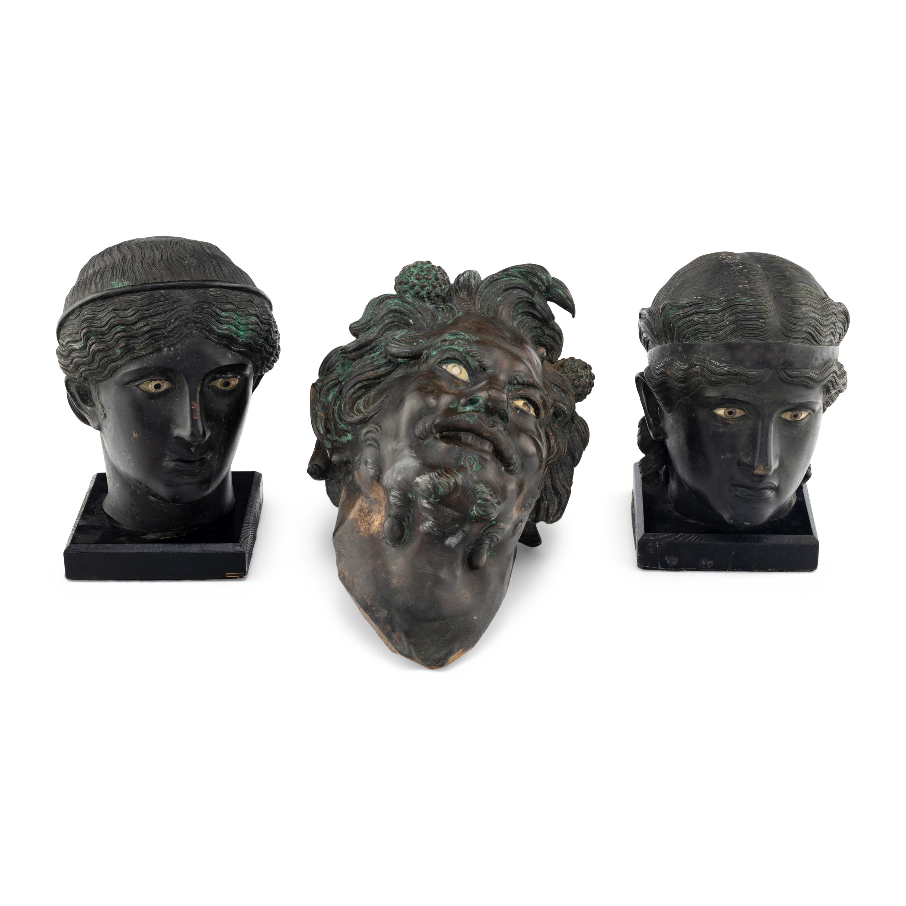 A Group of Three Greek Style Bronze Heads