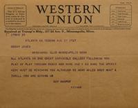 A Group of Bobby Jones Personal Items, Including a Type One Photograph with Eugene Homans and a Western Union Telegram Sent during the 1927 U.S. Amateur Championship,