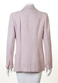 A Chanel Pink and White Tweed Jacket, Size 42.
