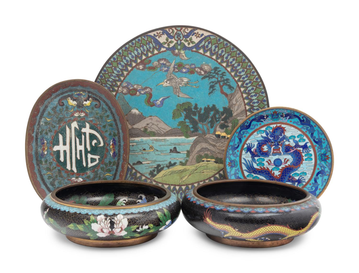 Five Chinese Cloisonné Enamel Wares