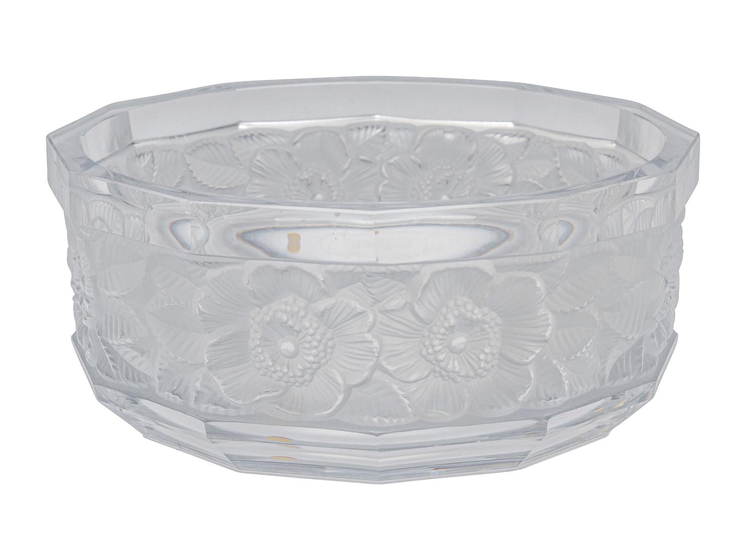 A Lalique- Style Molded and Frosted Glass Bowl