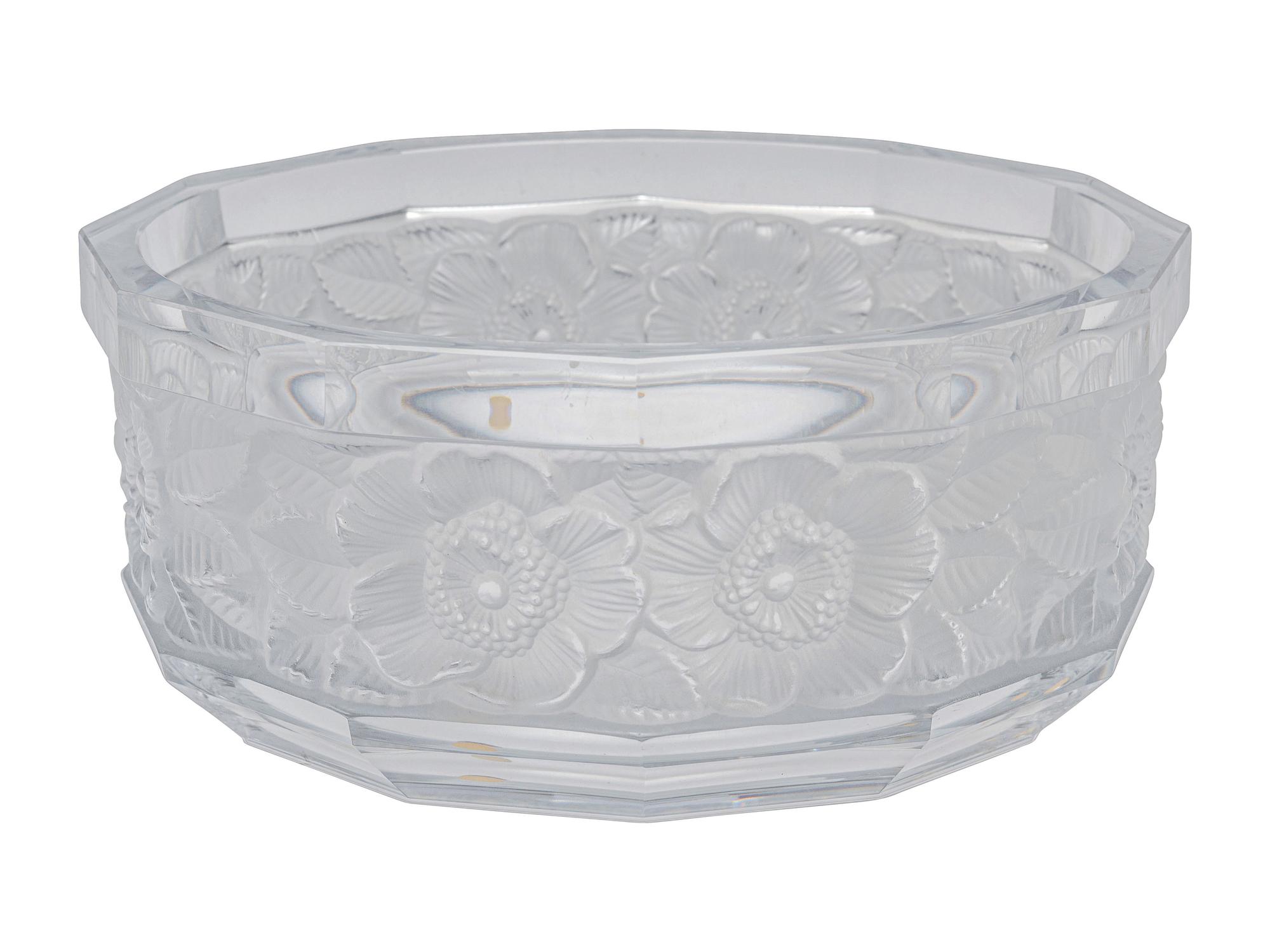 A Lalique- Style Molded and Frosted Glass Bowl