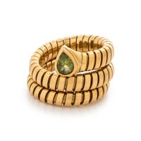 BVLGARI, YELLOW GOLD AND PERIDOT 'SERPENTI' RING