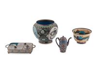Four Asian Cloisonne Enamel Articles