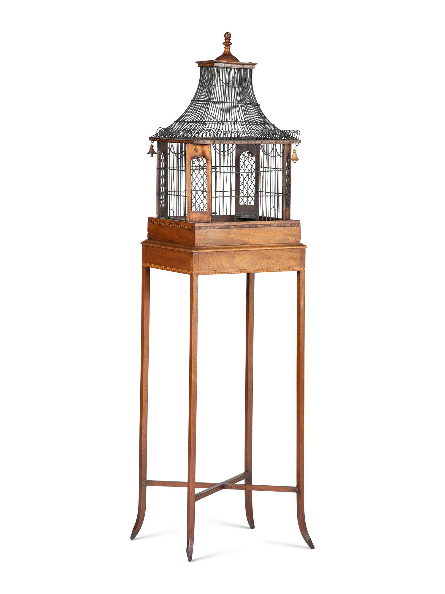 An English Mahogany Birdcage on Stand