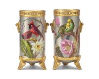 A Pair of Hand-Painted Paris Porcelain Reticulated Vases