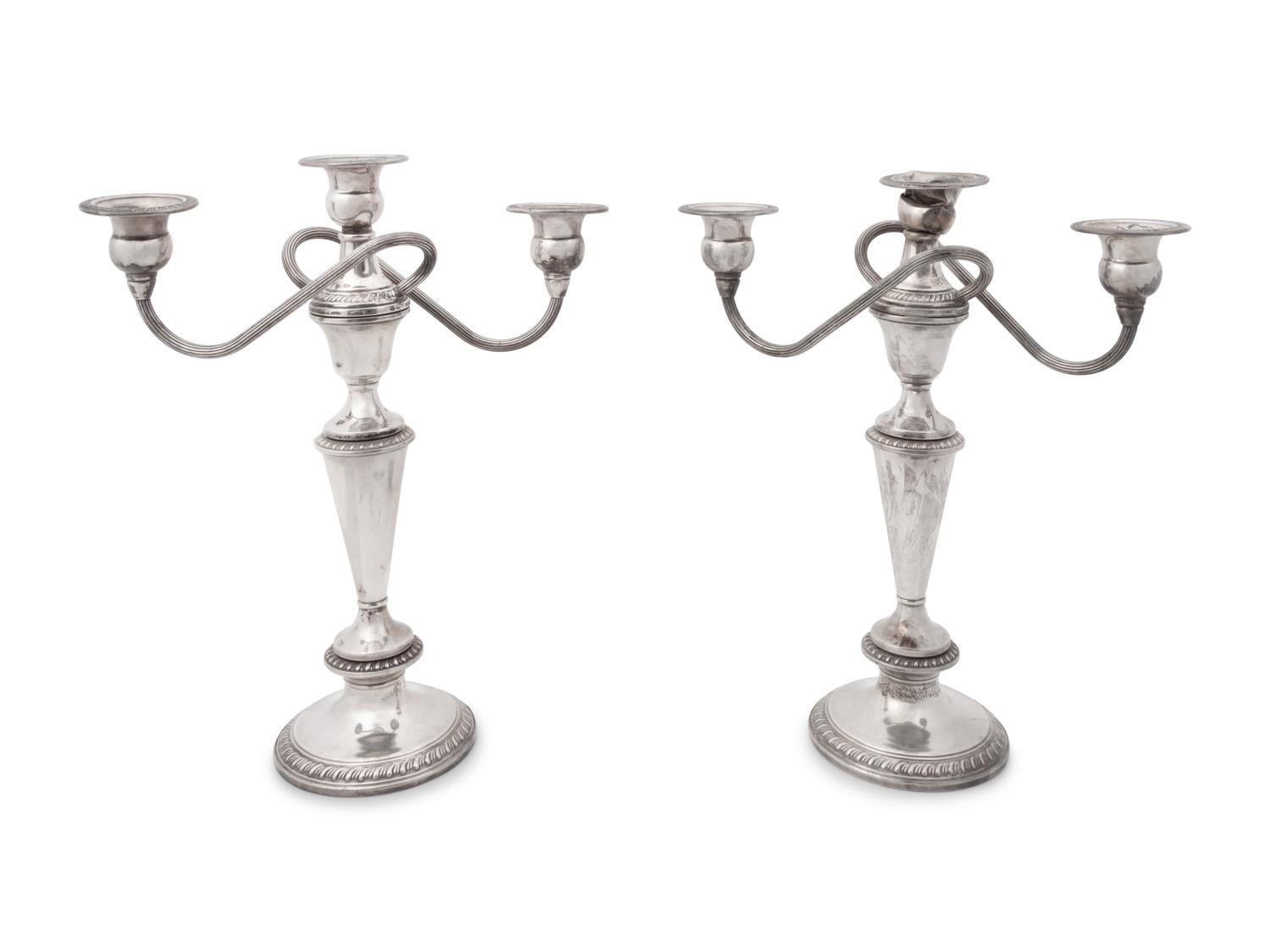 A Group of American Silver Candelabras and Holloware