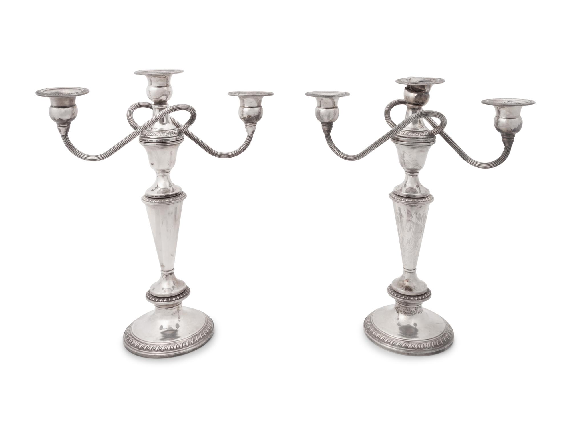 A Group of American Silver Candelabras and Holloware