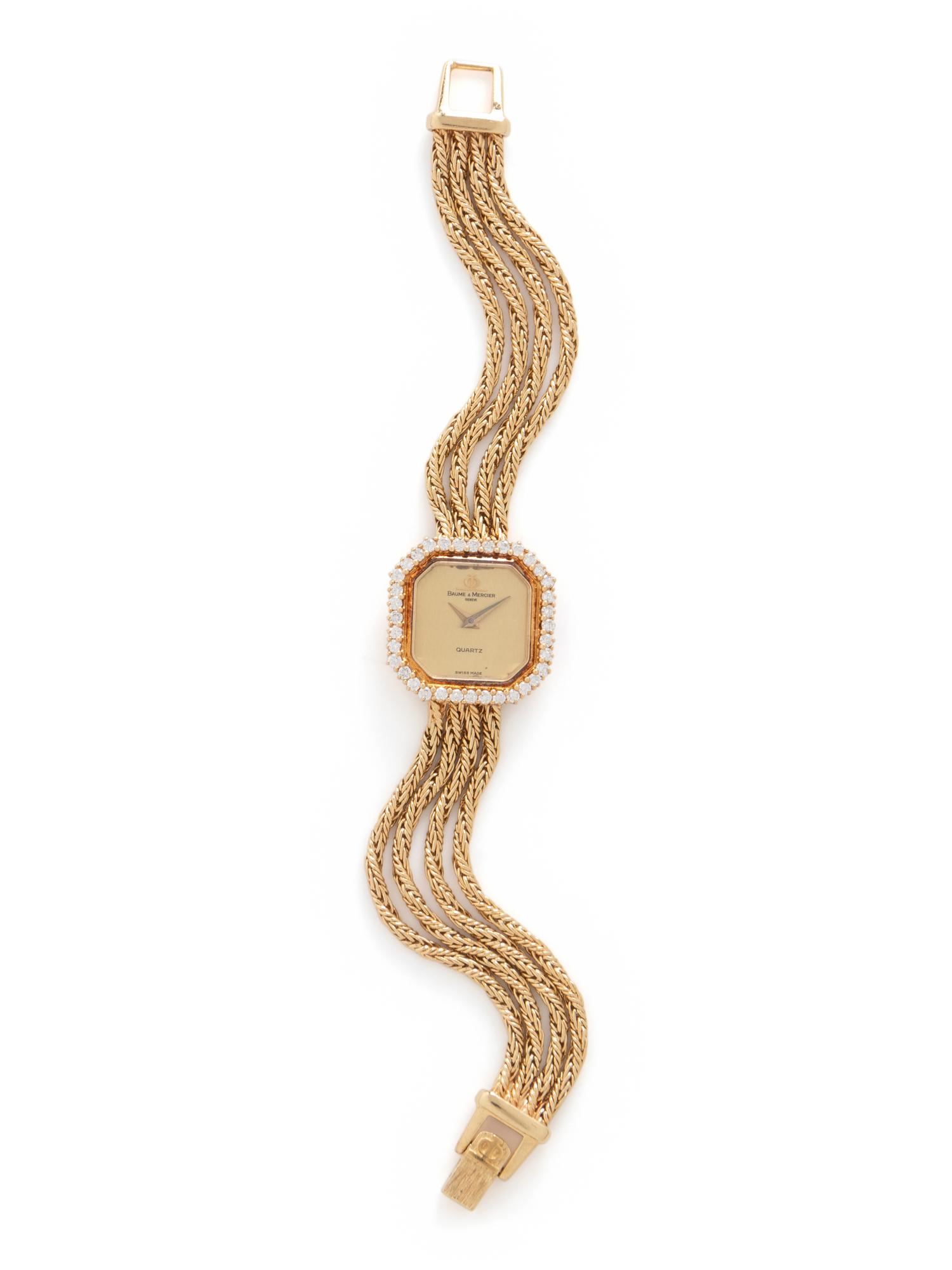 BAUME & MERCIER, YELLOW GOLD AND DIAMOND WATCH