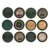 [EARLY PHOTOGRAPHY - UNION CASES]. A group of 6 assorted green "oreo" cases highlighted by Unique example, including: