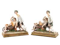 A Pair of Giuseppe Cappe for Capodimonte Figural Groups