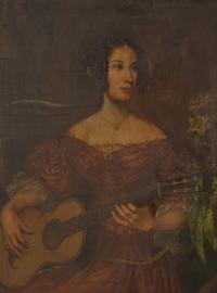 Spanish School 19th century, Portrait of a Young Lady Playing the Guitar , circa 1840
