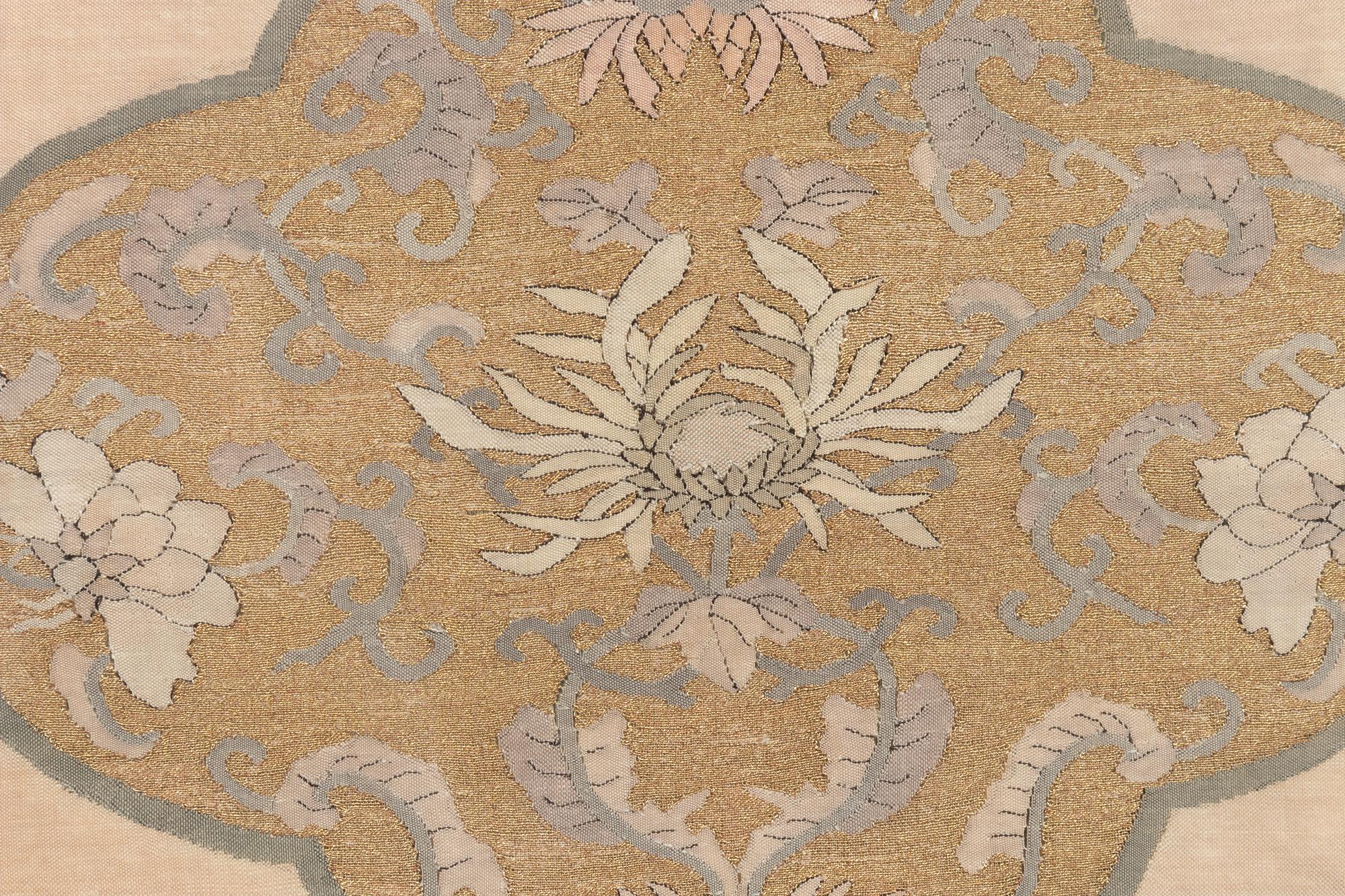 A Chinese Kesi Woven Silk 'Dragonfly and Flower' Panel