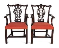 A Pair of George III Style Carved Mahogany Armchairs