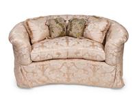 A Contemporary Damask-Upholstered Settee