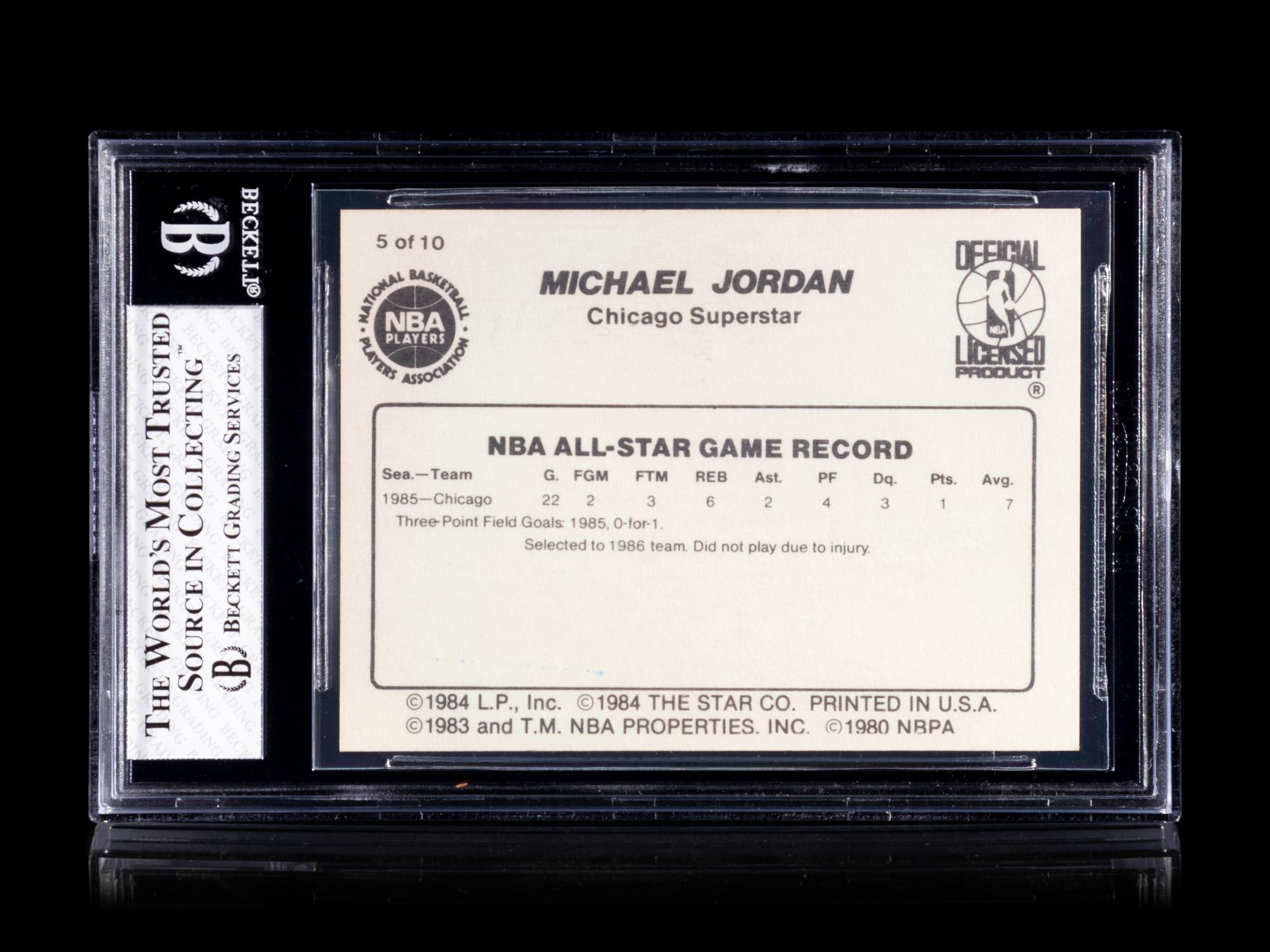 A 1986 Star Michael Jordan Set Break Basketball Card No. 5 1985 All-Star BGS 7.5 Near Mint +