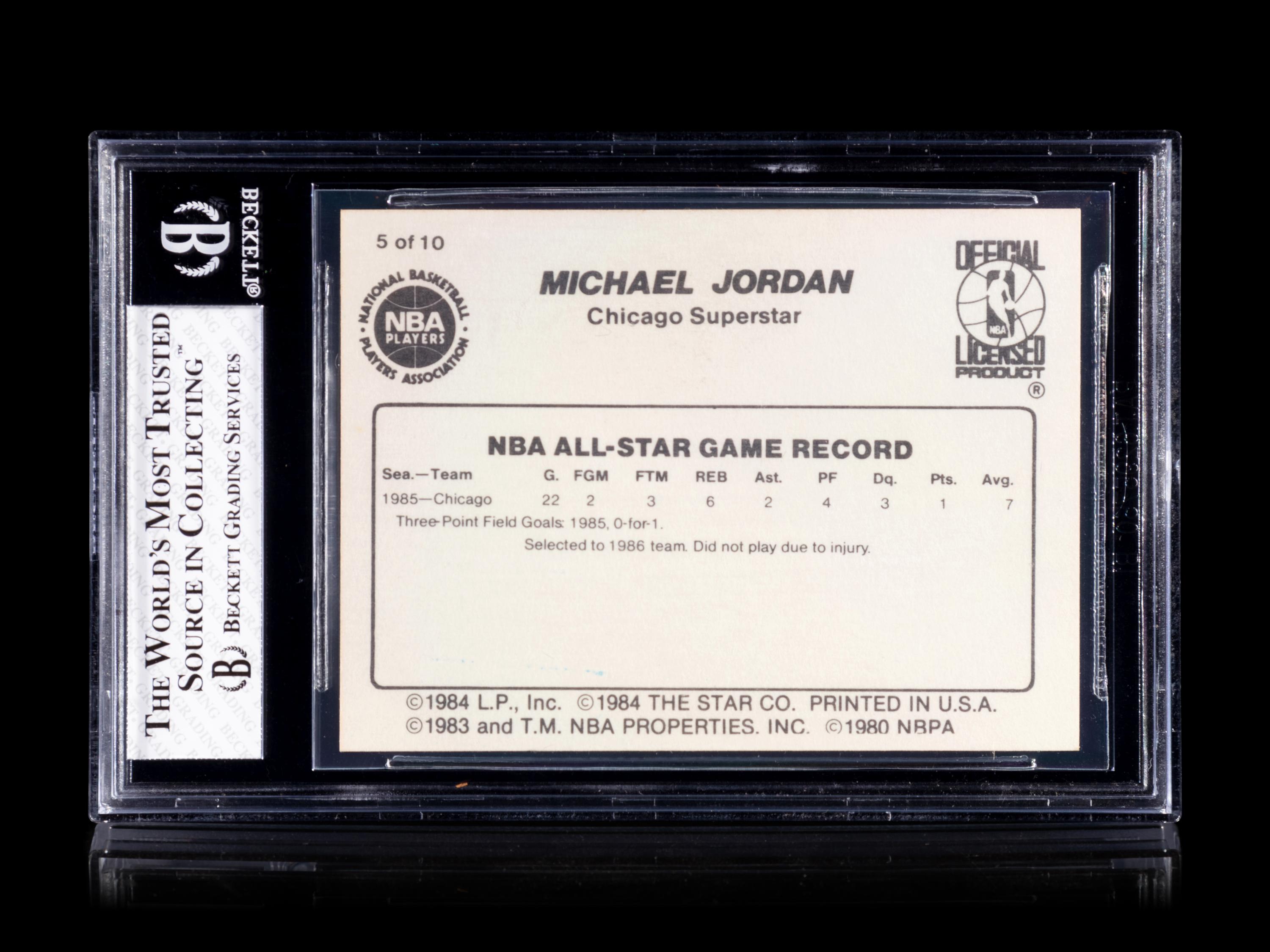 A 1986 Star Michael Jordan Set Break Basketball Card No. 5 1985 All-Star BGS 7.5 Near Mint +