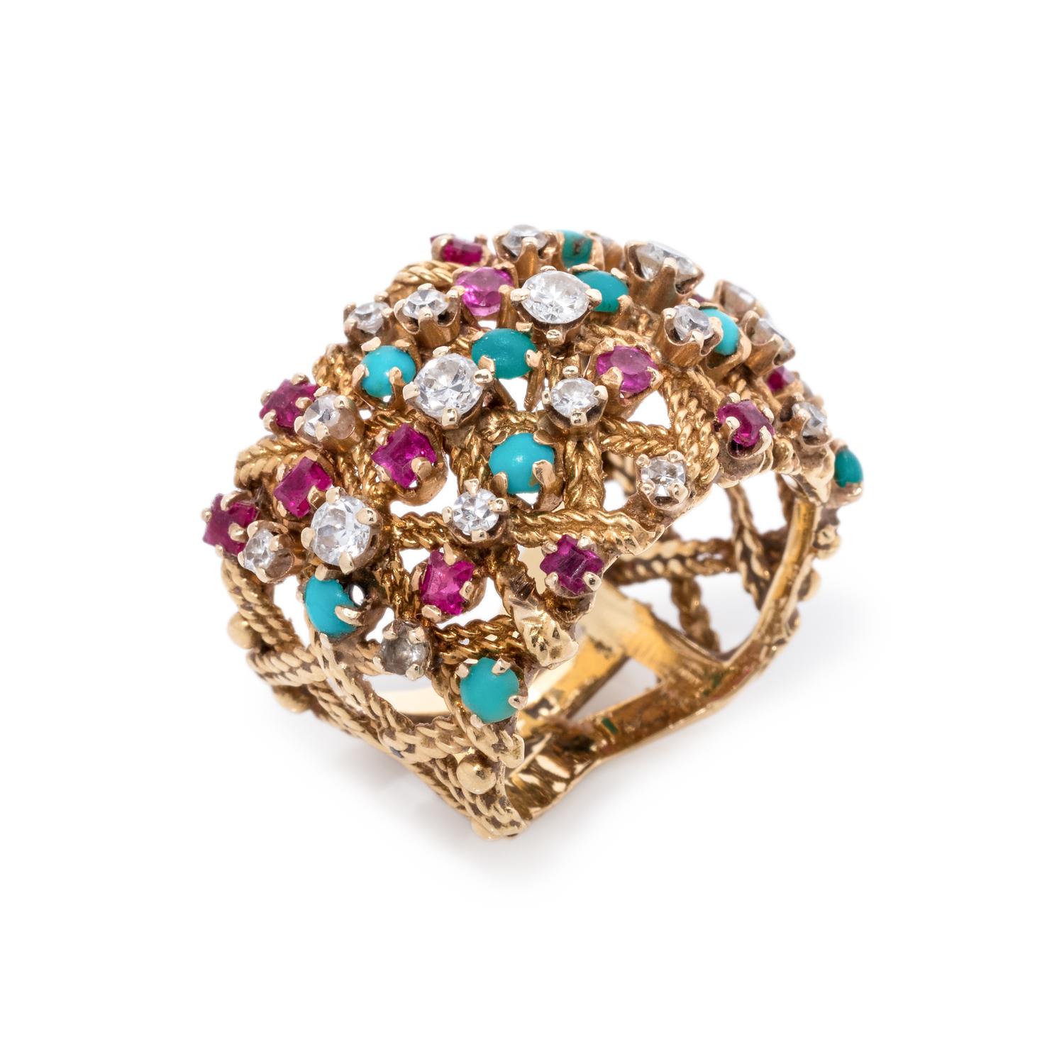 MULTIGEM AND DIAMOND RING