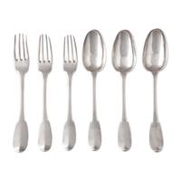 A Set of Six French Silver Flatware Pieces