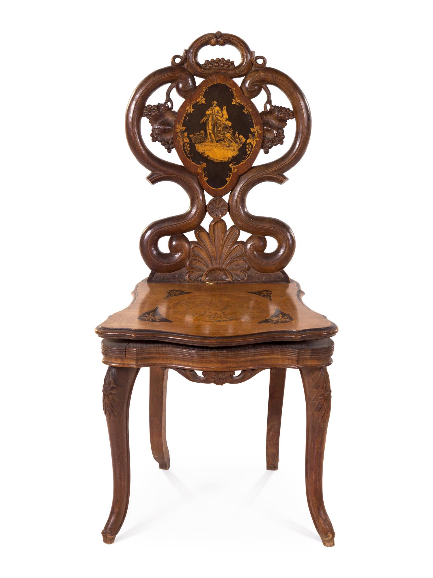 A German Marquetry Music Box Chair