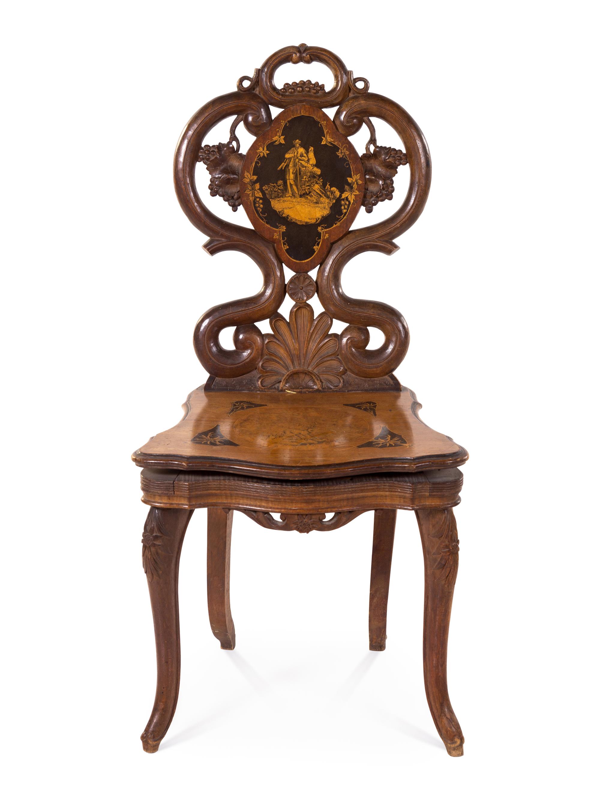 A German Marquetry Music Box Chair