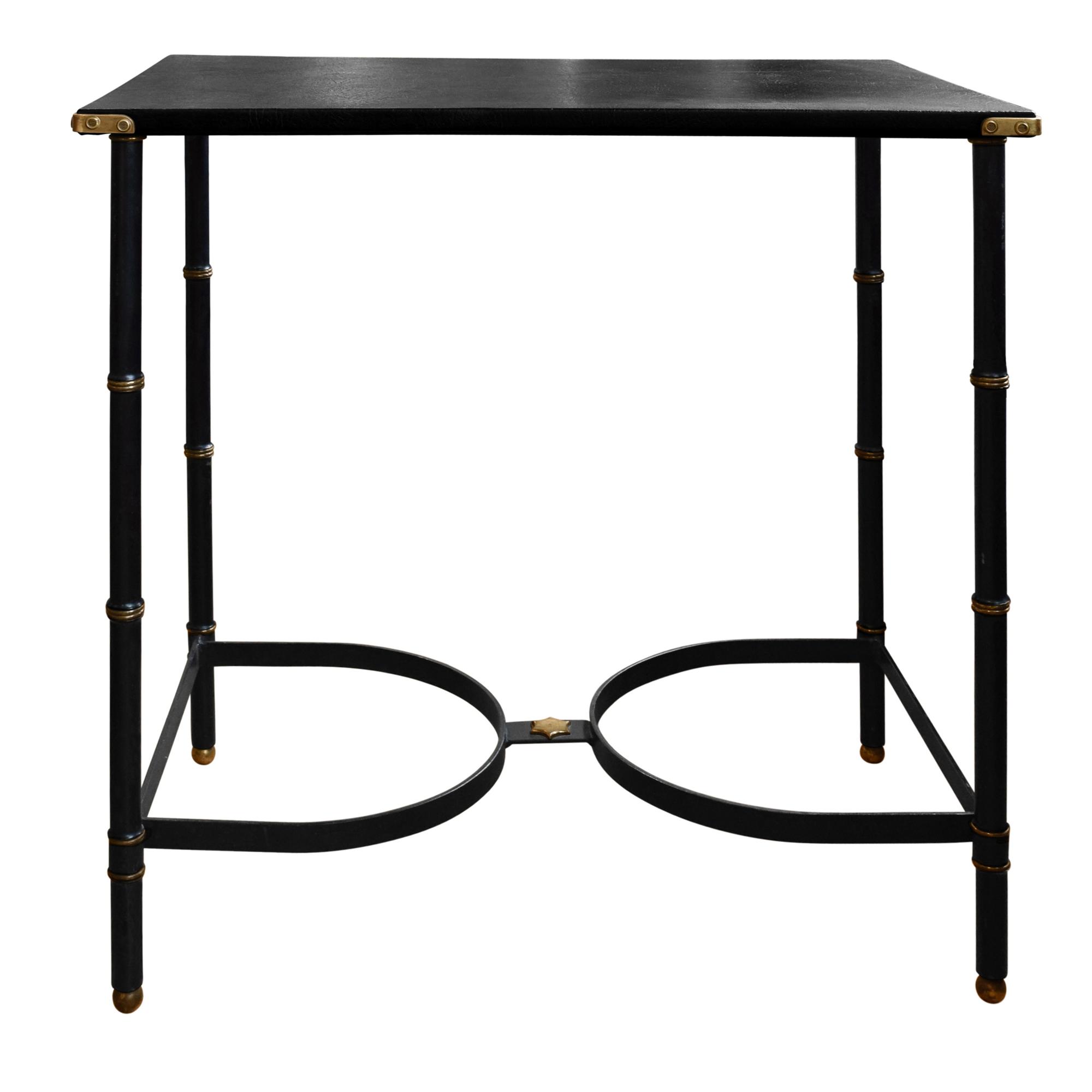 A Mid-Century Leather Topped Steel Table 29.5 " W x 19.25" D x 30" H — France, Mid-20th Century
