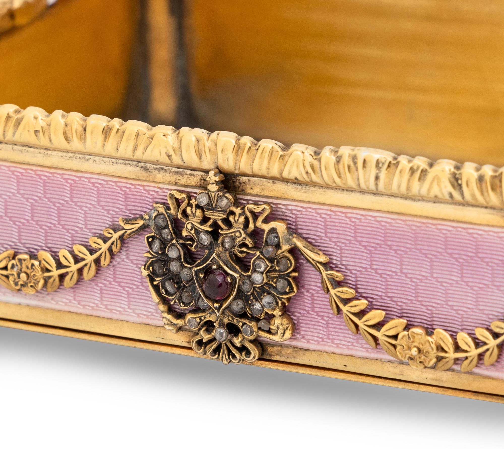 A Russian Jewel Mounted, Silver-Gilt and Guilloché Enamel Decorated Candy Dish