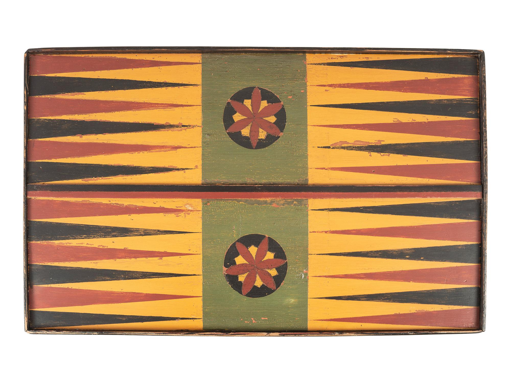 Three Polychrome Paint Decorated Game Boards