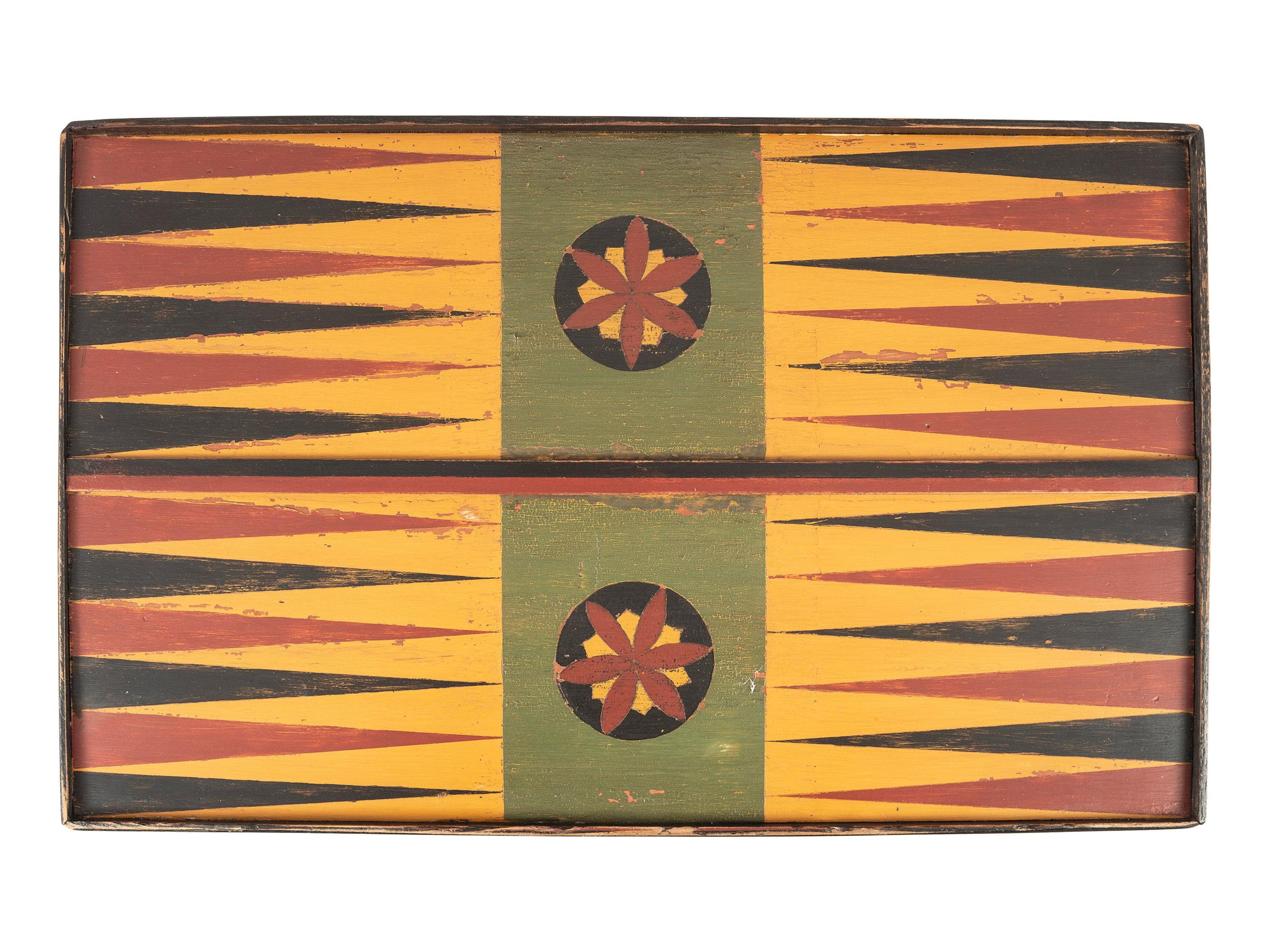 Three Polychrome Paint Decorated Game Boards