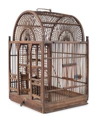 A Victorian Turned Wood Indoor Bird Cage