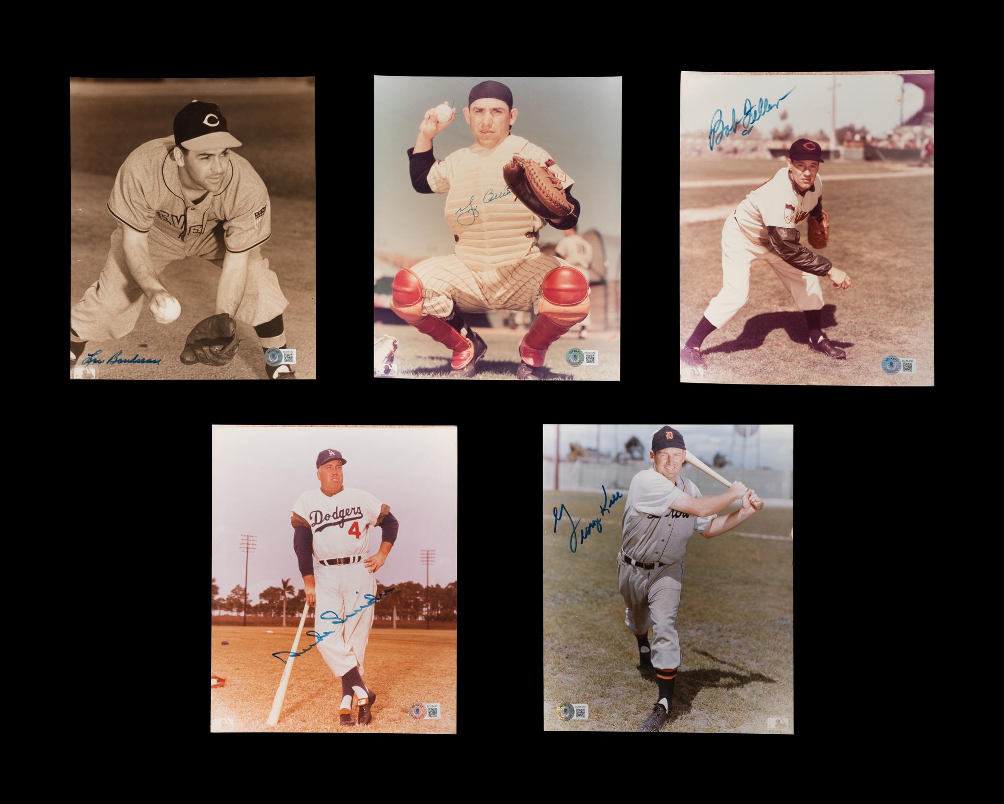 A Group of 10 Hall of Fame Signed Autograph Photos Including Hank Aaron and Ted Williams (Beckett Authentication Services BAS Certified)