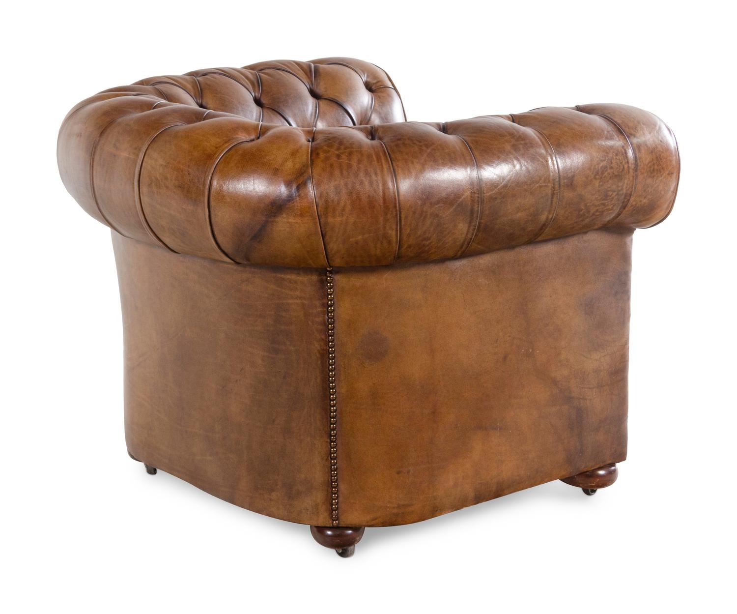 A Leather Upholstered Chesterfield Armchair