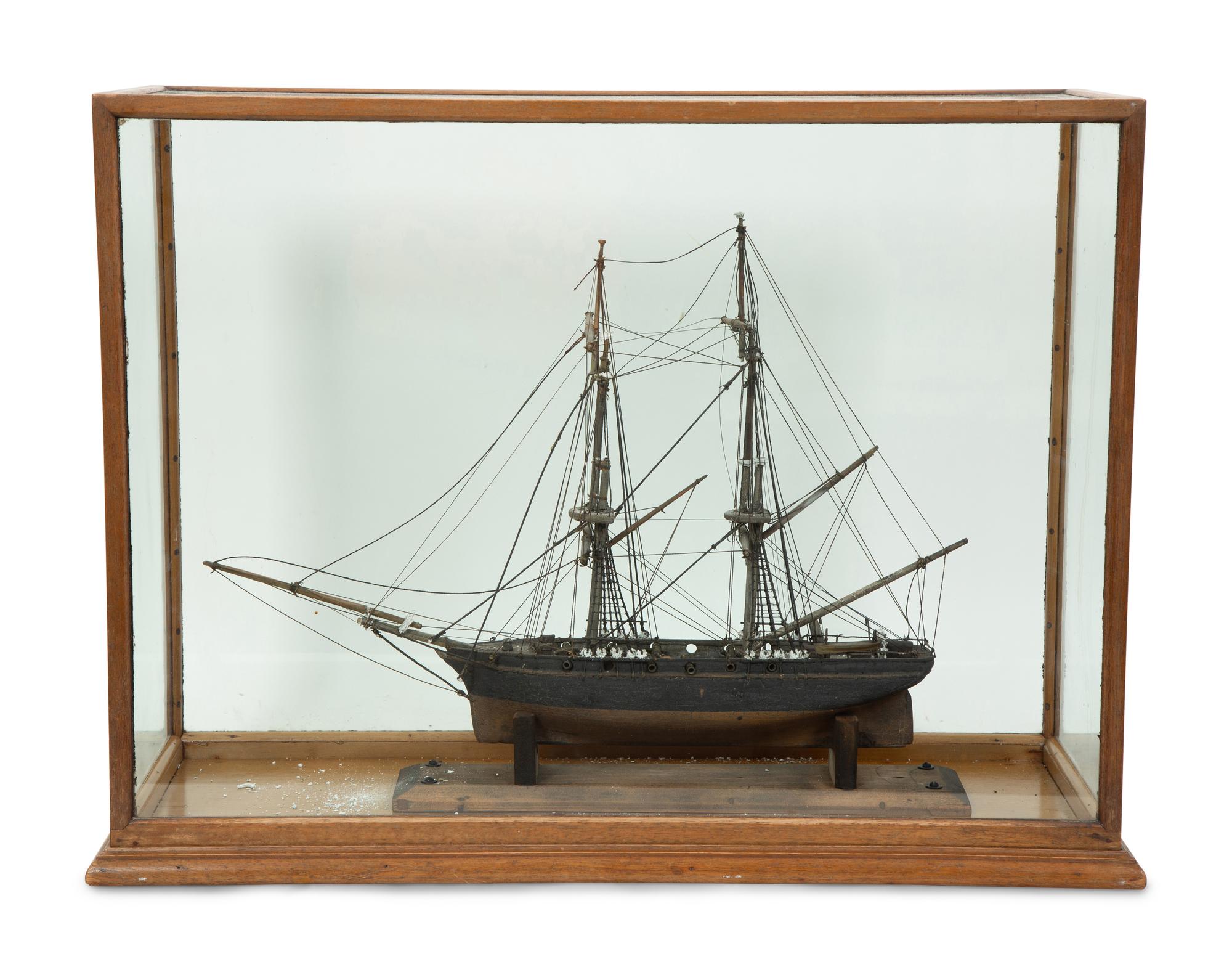 Two Ship Models in Glass Display Cases