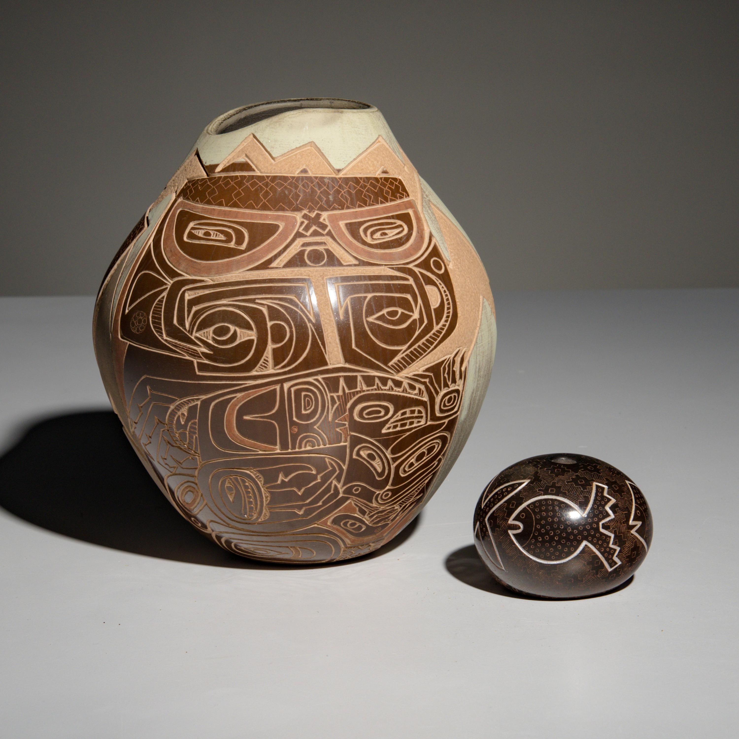Jody Naranjo (Santa Clara, b. 1969) — Sgraffito Pottery, Creatures of the Sea